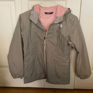 Girls size 14-16 gray and light pink fleece jacket